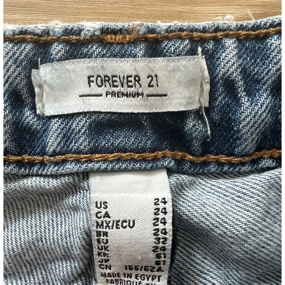 sz 24 Teen Girl Button Fly Distressed Denim Blue Jeans by Forever 21 - Picture 9 of 9